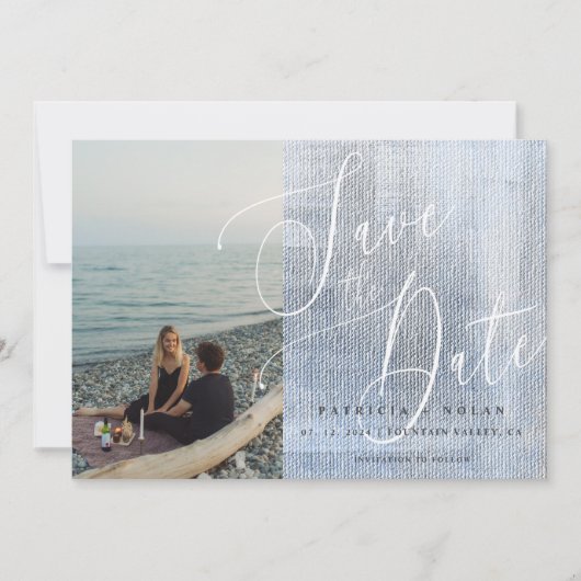 Modern Script Photo Wedding Save The Date (Voorkant)
