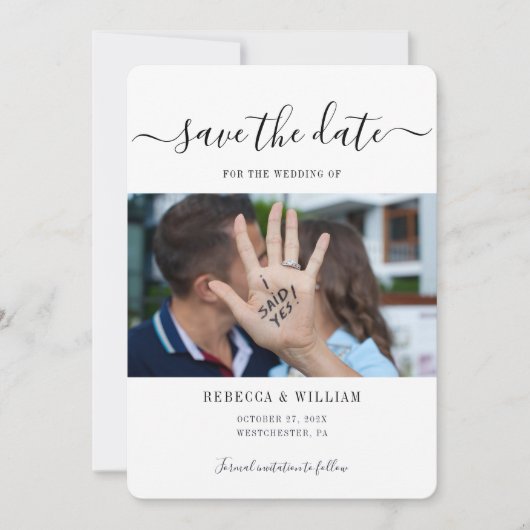 Modern Script Photo Wedding Save The Date (Voorkant)