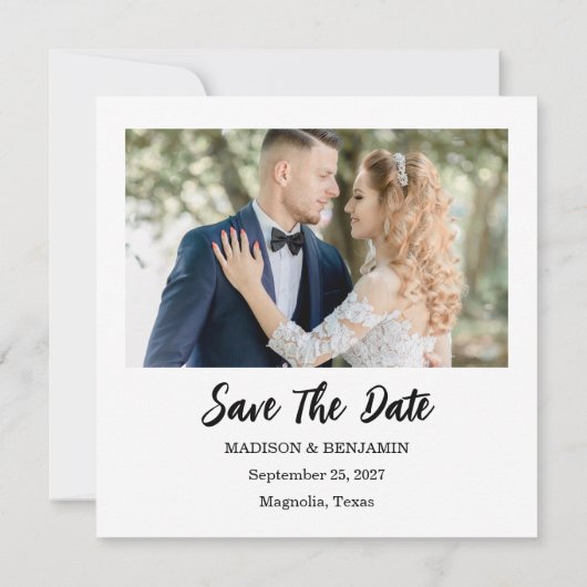 Modern Script Photo Wedding Save The Date (Achterkant)