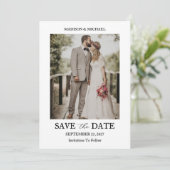 Modern Script Photo Wedding Save The Date Kaart (Staand voorkant)