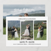 Modern Script Photo Wedding Save The Date Kaart (Voorkant / Achterkant)