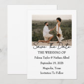 Modern Script Photo Wedding Save The Date Kaart (Voorkant / Achterkant)