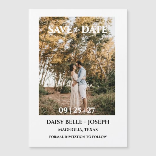 Modern Script Photo Wedding Save The Date Magnetische Uitnodiging (Voorkant)