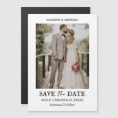 Modern Script Photo Wedding Save The Date Magnetische Uitnodiging (Voorkant / Achterkant)