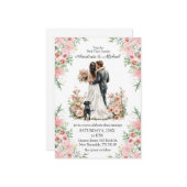  modern script pink floral wedding invitation   (Devant/Arrière en situation)