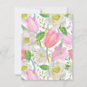 Modern Script Pink Floral Wedding Save the Date Kaart (Achterkant)