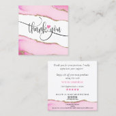 Modern script Pink Heart Bedankt voor uw bestellin Vierkante Visitekaartje (Voorkant / Achterkant)