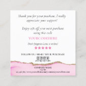 Modern script Pink Heart Bedankt voor uw bestellin Vierkante Visitekaartje (Achterkant)