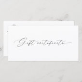 Modern Script Plain Business Logo Cadeaubon (Voorkant / Achterkant)