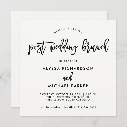 Modern script | Post Wedding Brunch Uitnodiging (Voorkant / Achterkant)