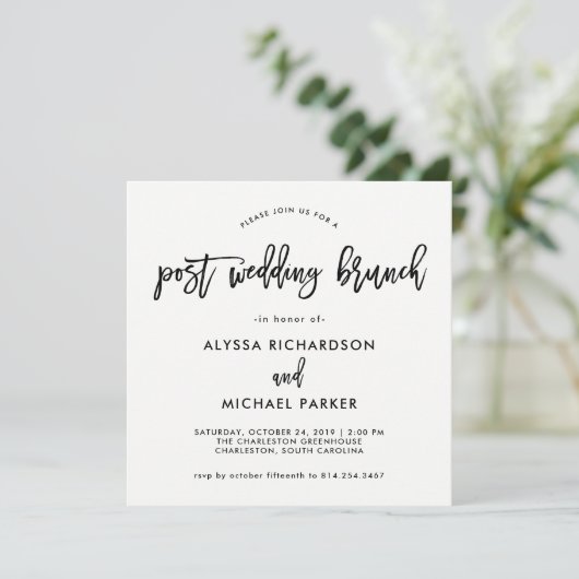 Modern script | Post Wedding Brunch Uitnodiging (Staand voorkant)