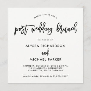 Modern script Post Wedding Brunch Uitnodiging