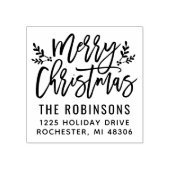 Modern Script Prettig Kerst Adres Rubberstempel (Afrduk)
