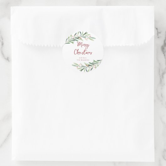 Modern Script Prettig Kerstfeest Ronde Sticker (Tas)