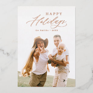Modern Script Prettige feestdagen Family Photo Hol