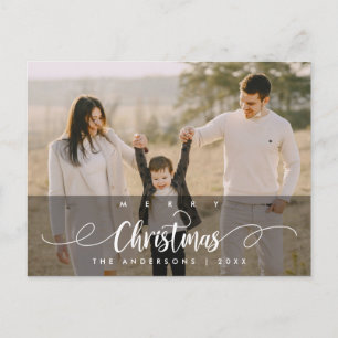 Modern script, prettige kerstfoto briefkaart