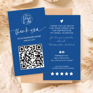 Modern script QR code blauwe orde dank u Visitekaartje