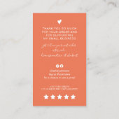 Modern script QR code koraal orde dank u Visitekaartje (Achterkant)