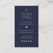 Modern Script QR Code Navy Bestelling Dank u Visitekaartje (Achterkant)