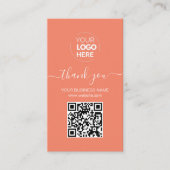 Modern Script QR Code Oranje orde Dank u Visitekaartje (Voorkant)