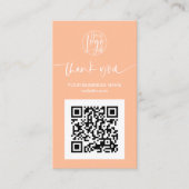 Modern script QR code perzik bestelling dank u Visitekaartje (Voorkant)