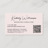 Modern Script QR Code Professional Pink Visitekaartje (Voorkant)