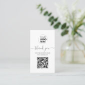 Modern Script QR Code White Order Dank u Visitekaartje (Staand voorkant)