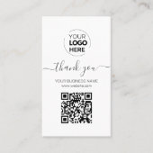 Modern Script QR Code White Order Dank u Visitekaartje (Voorkant)