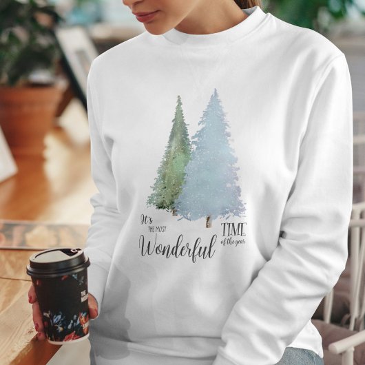 Modern Script Quote Waterverf kerstboom Trui