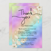 Modern Script Rainbow Pastel Klantwaardering Bedankkaart (Voorkant / Achterkant)