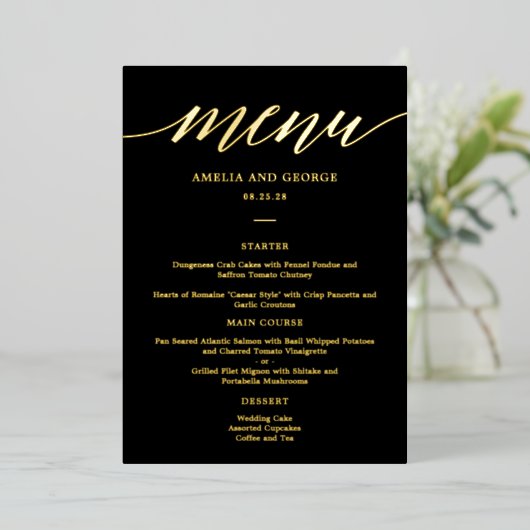 Modern Script REAL FOLIE Elegant Menu Kaart (Staand Voorkant)