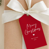 Modern Script Red Christmas Cadeaulabel