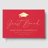 Modern Script Red Photo Afstuderen Gastenboek (Voorkant)