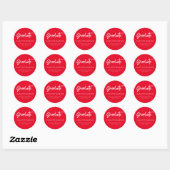 Modern Script Red White Afstuderen Ronde Sticker (Vel)