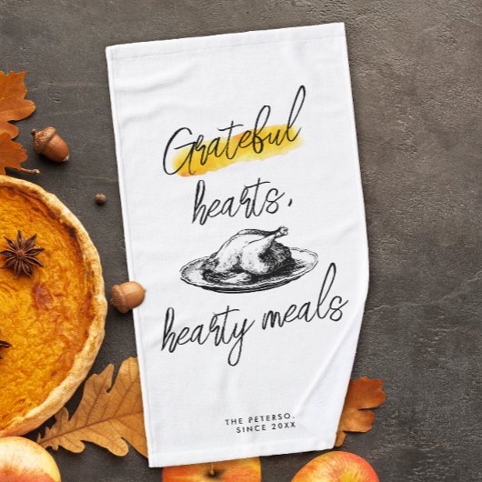 Modern Script Retro Turkije Grateful Thanksgiving Handdoek