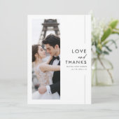 Modern Script Romantische 3 foto bruiloft Bedankkaart (Staand voorkant)