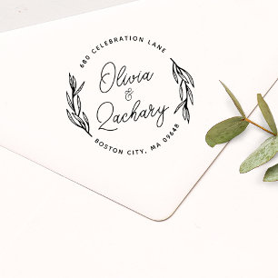 Modern Script Ronde Huwelijksadres Rubberstempel