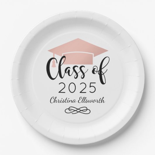 Modern Script Roos Gold 2025 Custom Afstuderen Papieren Bordje (Voorkant)