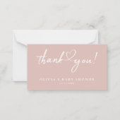 Modern Script Roos Gold Baby shower bedankkaart Notitiekaartje (Voorkant)
