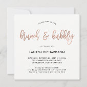 Modern script | Roos Gold Brunch en Bubble Kaart (Voorkant)
