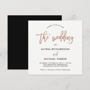 Modern script Roos Gold huwelijksuitnodiging Kaart