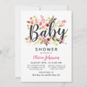 Modern Script Roze Bloemen Meisje Baby shower Kaart (Voorkant)