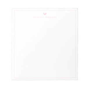 Modern Script Roze Hart Rand Monogram Notitieblok
