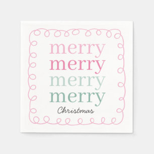 Modern Script Roze Vrolijk Kerstfeest Servet