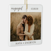 Modern Script Rustic Engagement Photo Keepsake  Keramisch Ornament (Rechts)