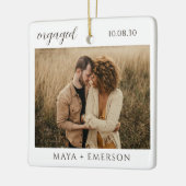 Modern Script Rustic Engagement Photo Keepsake  Keramisch Ornament (Links)