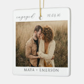 Modern Script Rustic Engagement Photo Keepsake  Keramisch Ornament (Links)