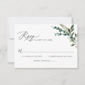 Modern Script Rustic Greenery Wedding RSVP Kaartje (Voorkant)