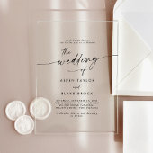 Modern Script Rustieke Boho Elegante Minimal Weddi Acryl Uitnodigingen