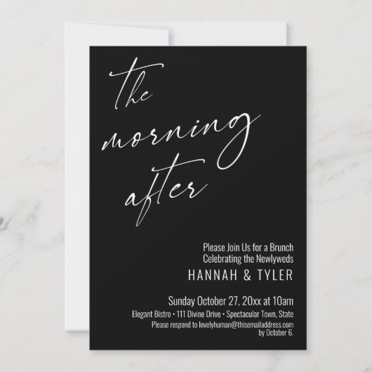 Modern script 's ochtends na Brunch Black Kaart (Voorkant)